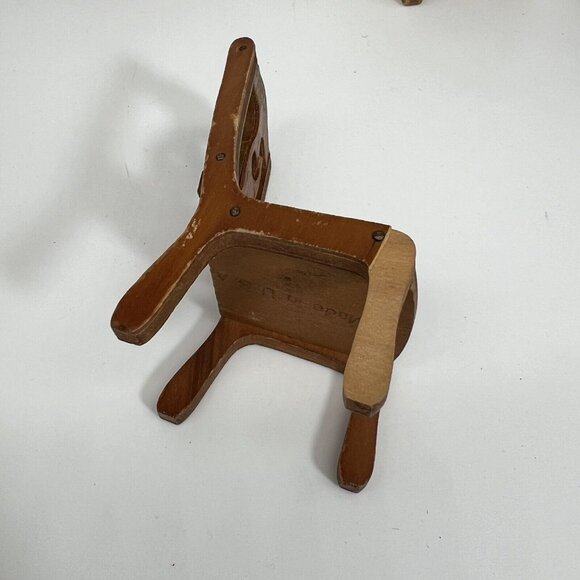 Vintage Wanner Grand Rapids Wood Dollhouse Furniture Lot of 10 USA Chairs Tables - Picture 9 of 10
